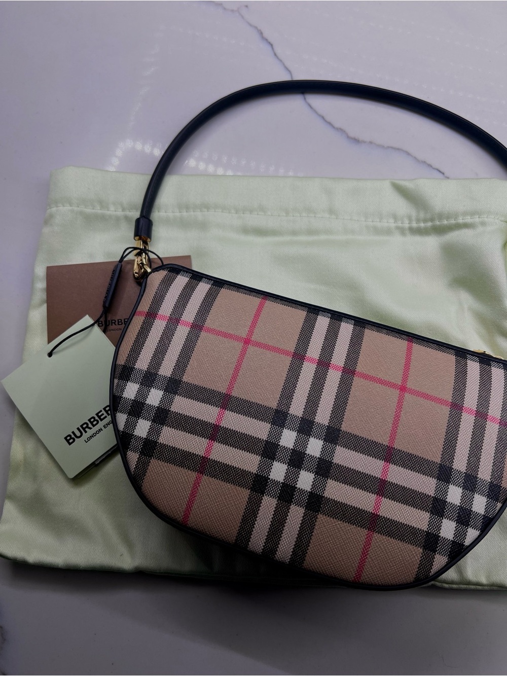 NWT Burberry Beige Vintage Check Olympia Pouch